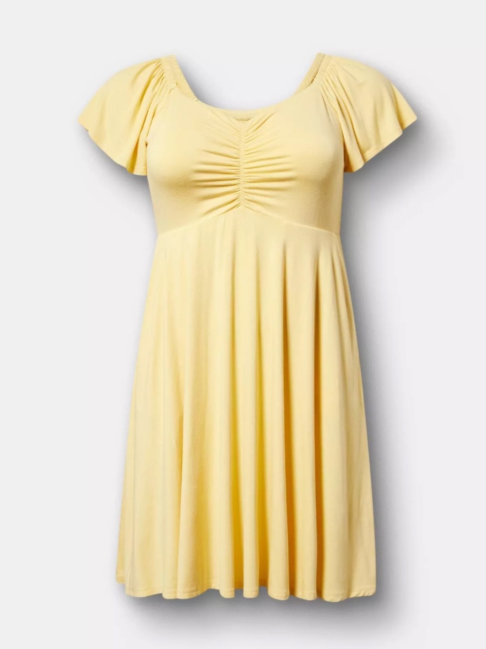 Torrid Dress 2X Yellow V-Neck Super Soft Pockets Mini Babydoll Empire Plus Size
